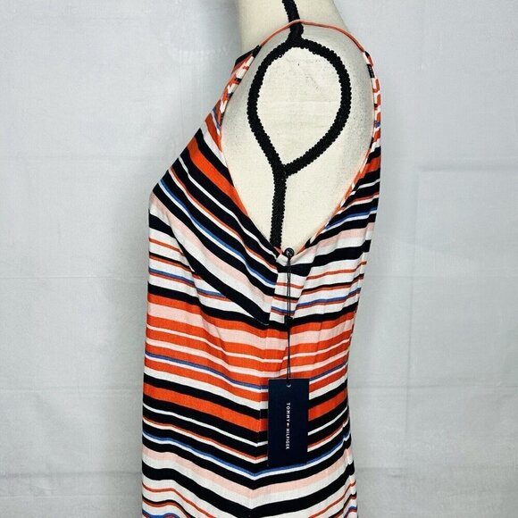 Tommy Hilfiger Sundress Size 8 Dress Linen Blend Orange Blue White Striped NWT - Picture 5 of 10
